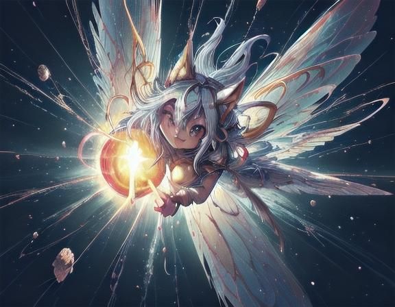 Kawaii Girl Surfer Rides Golden Comet Tail