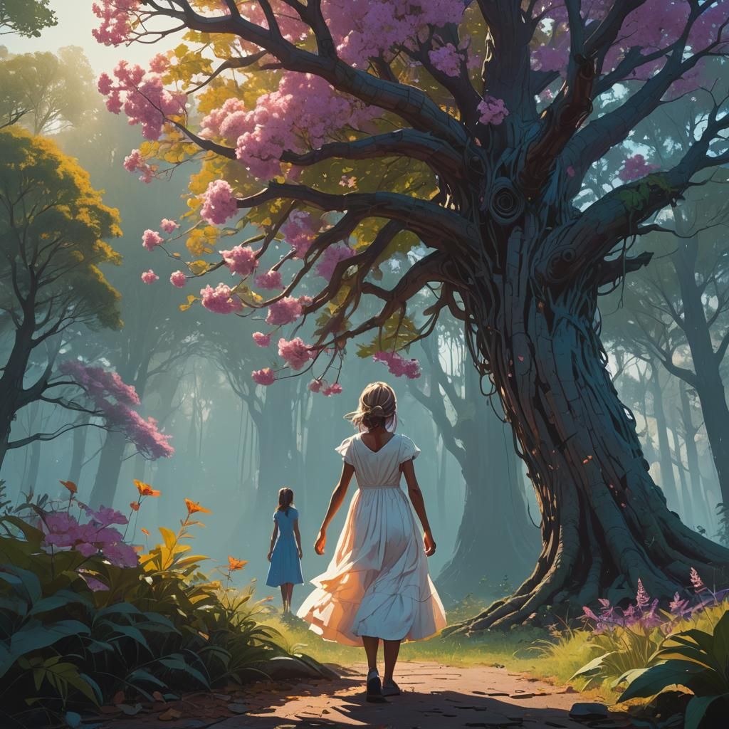 Colossal Tree Offering Flower in Fantasy Art