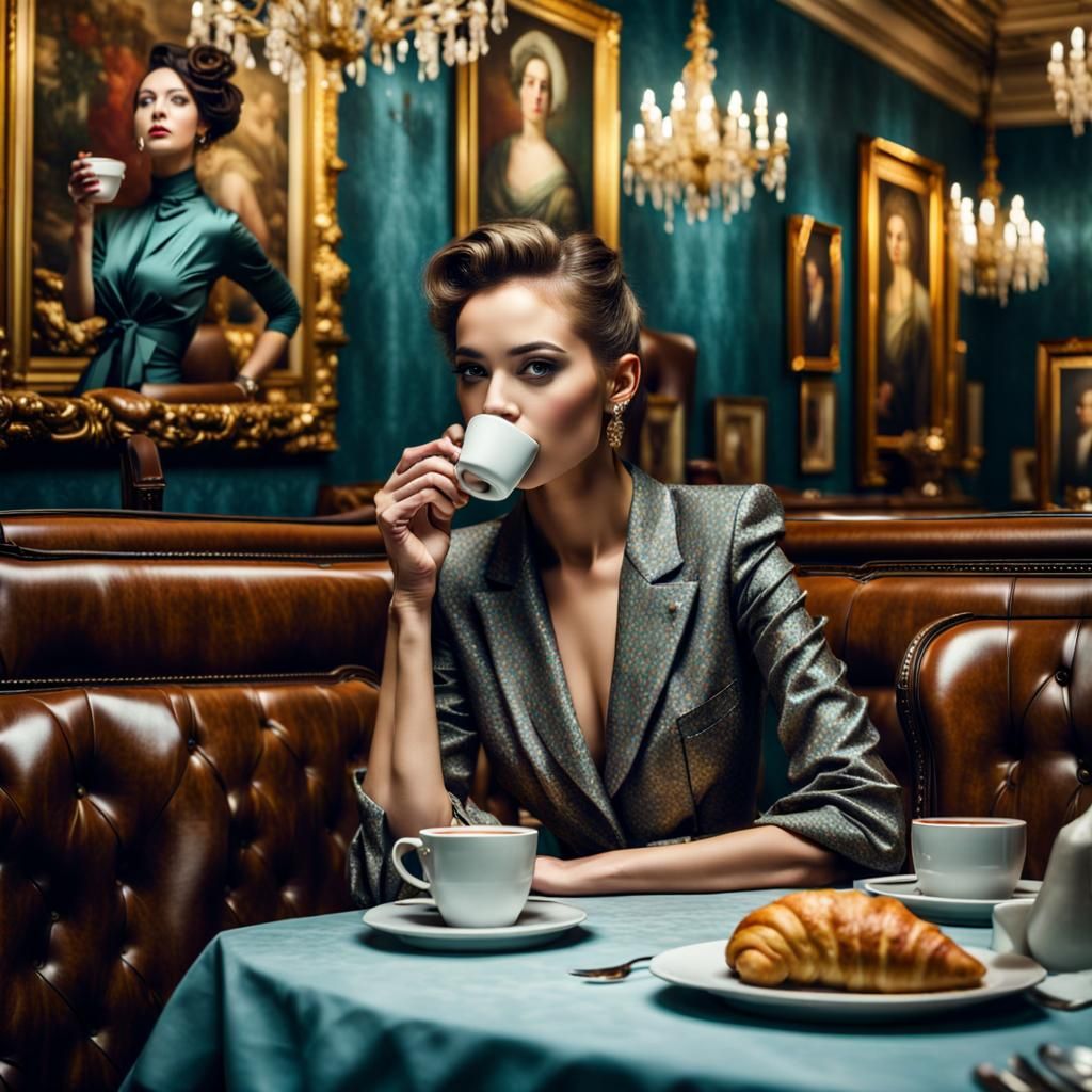 Candid Shot: Beautiful Woman in Fancy Restaurant