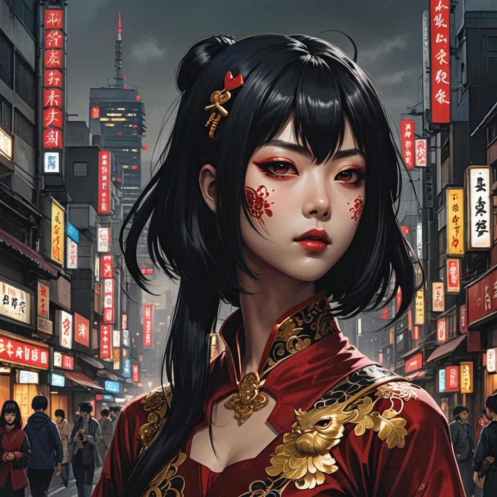 Futakuchi-Onna in Tokyo: Hyperrealistic Matte Painting