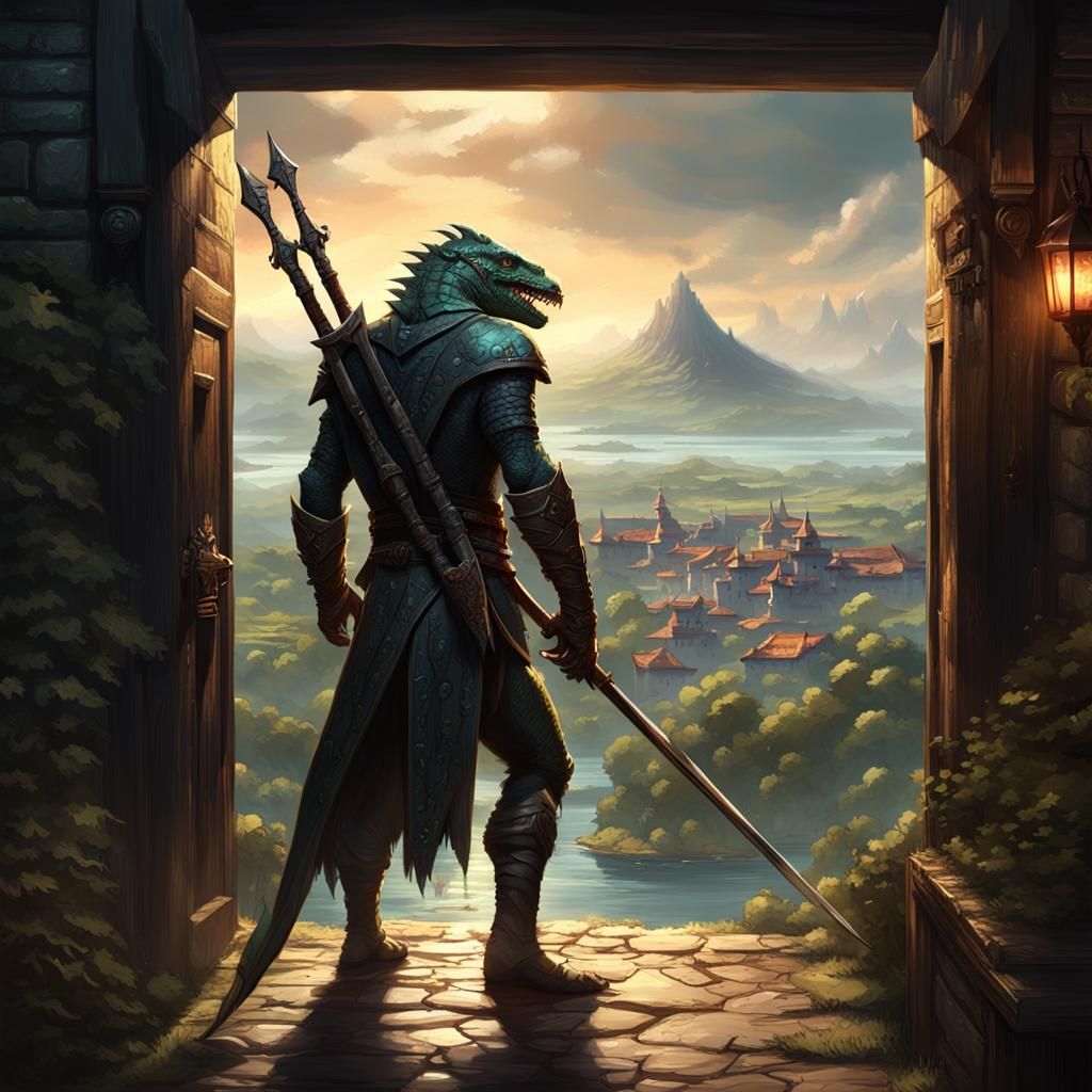 Lizardfolk Leaving Portal to Delimbyr Vale