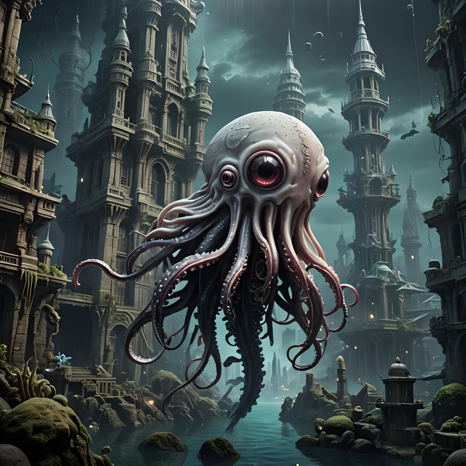 Korean Squid Plushie: Fierce Warrior in Digital Art