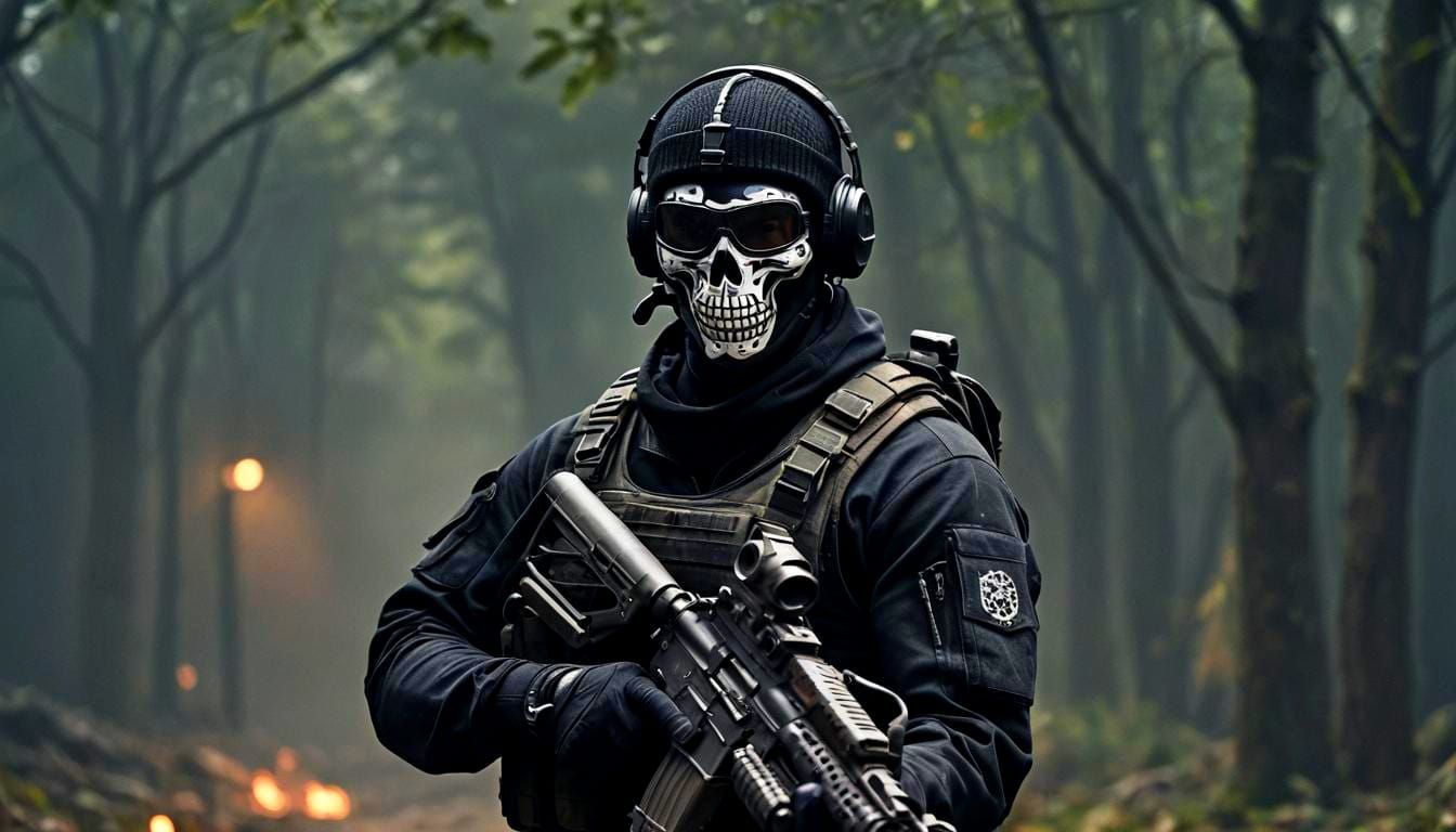 Simon "Ghost" Riley with skull-patterned balaclava, headset ...