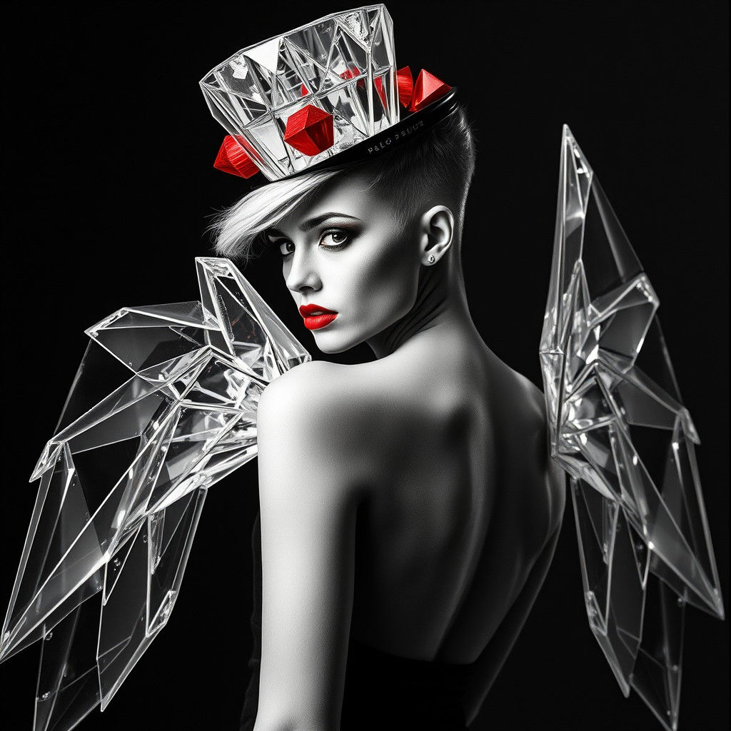 Create a black and white photogram-style image  with geometr...