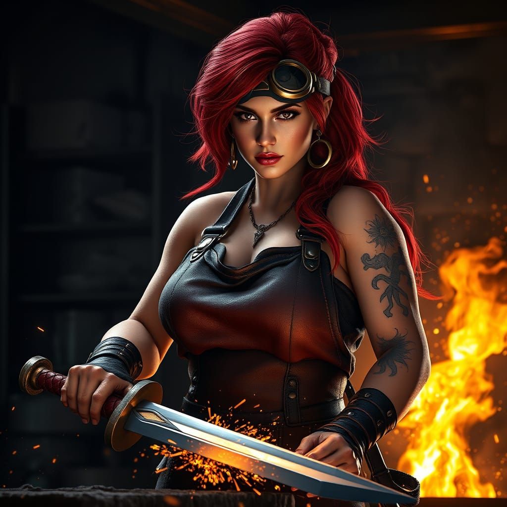 Blacksmith Forging a Sword: Dark Fantasy Concept Art