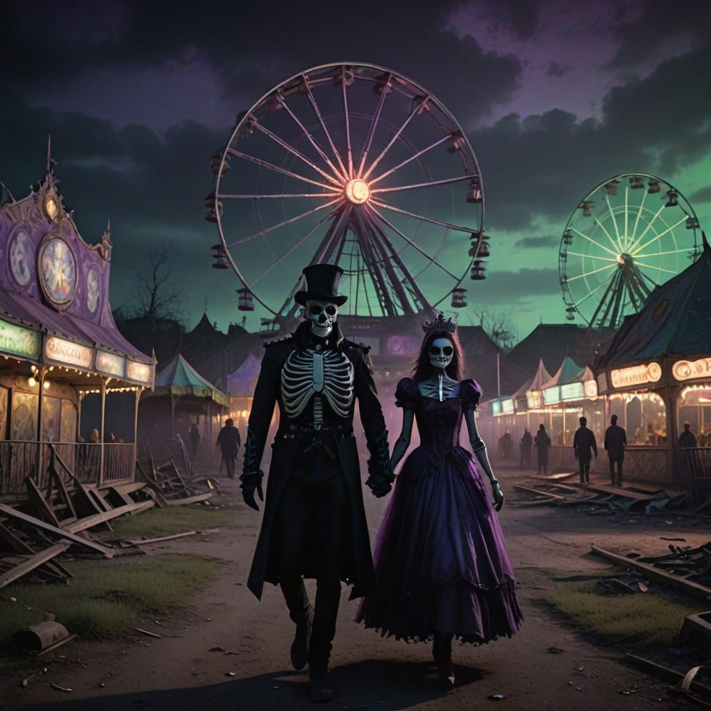 Ethereal Gothic Skeleton Royalty Stroll through Abandoned Ca...