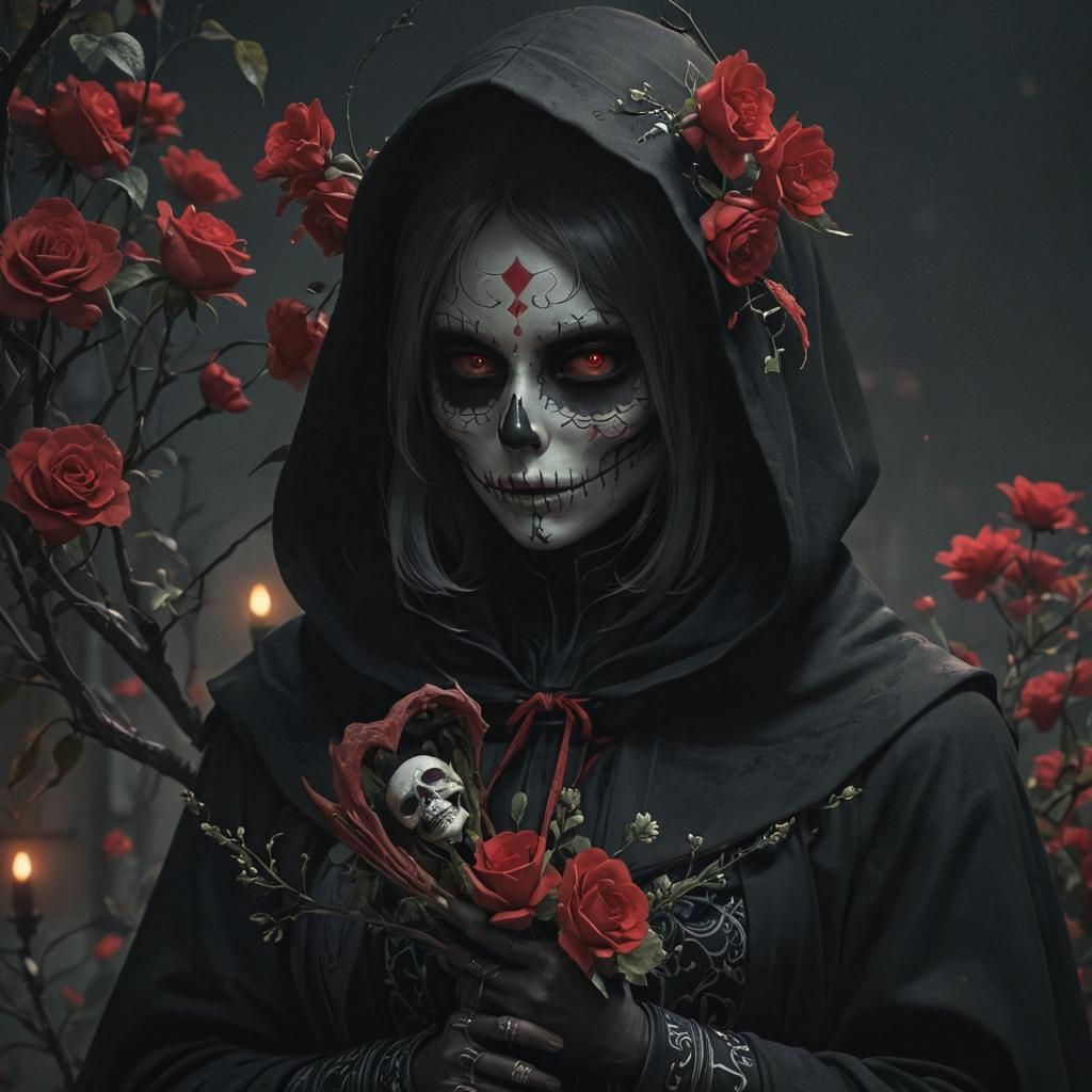 La Muerte: Gothic Anime Dark Fantasy Portrait