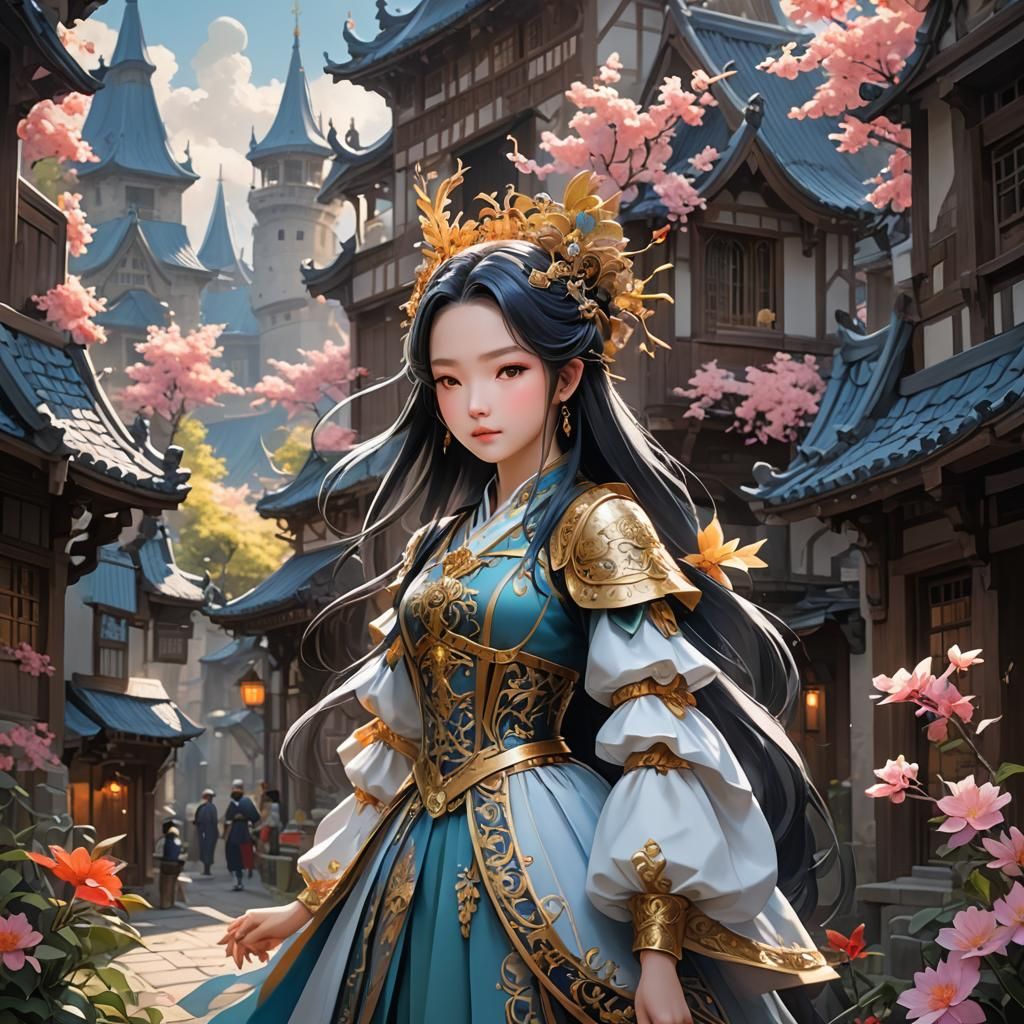 Whimsical Fantasy Gouache Painting with Volumetric Lighting