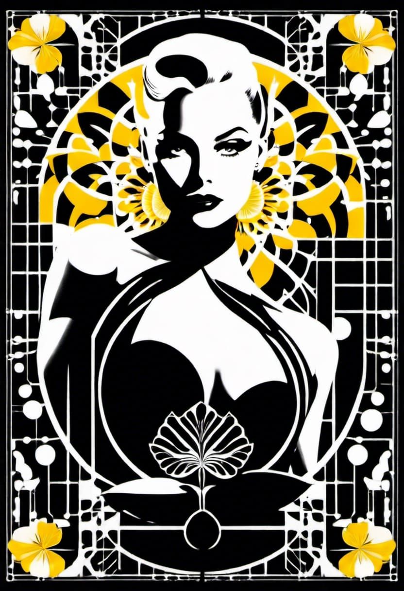 Art Deco Singer in Geometric Floral Matrix