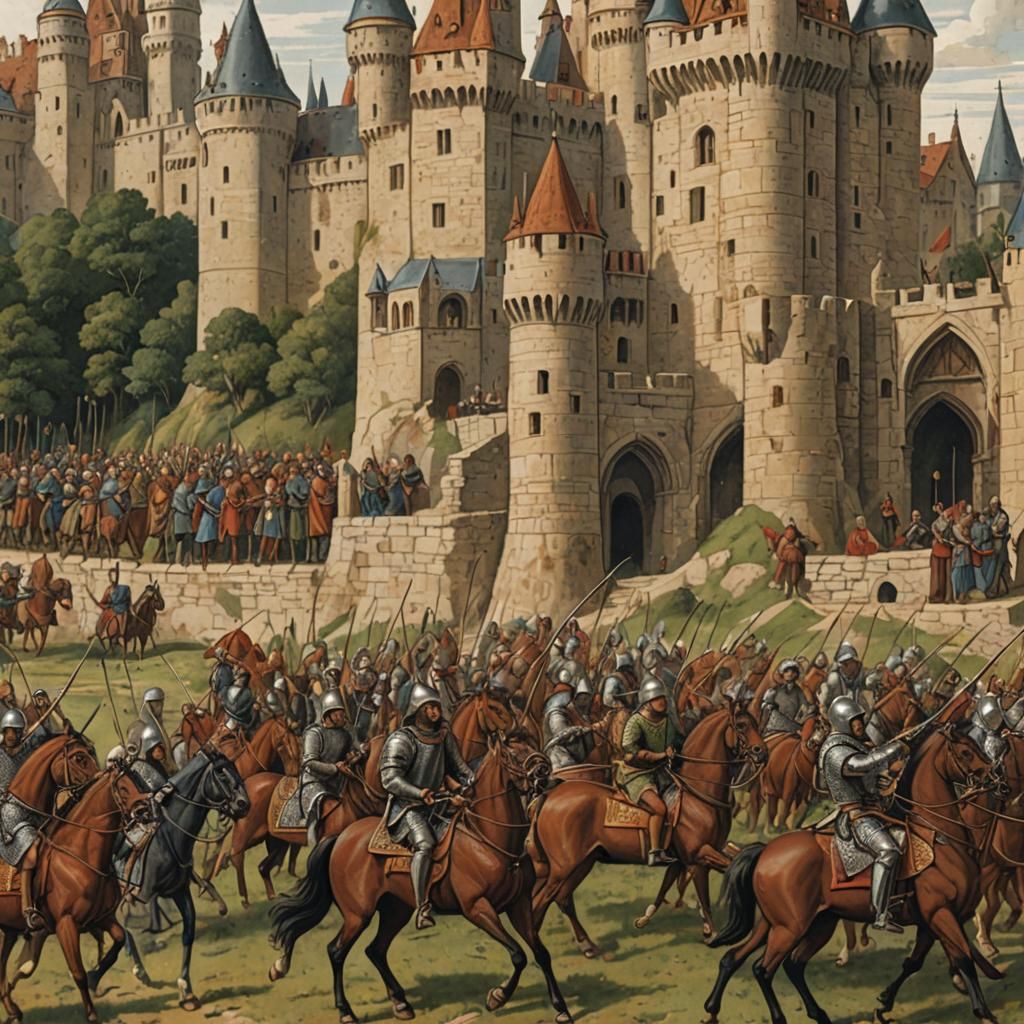 Medieval Archers on Horseback in Dramatic Battle