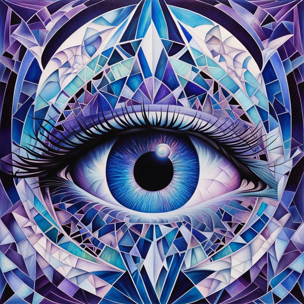 Cosmic Eye Portal in Neo-Cubism Style