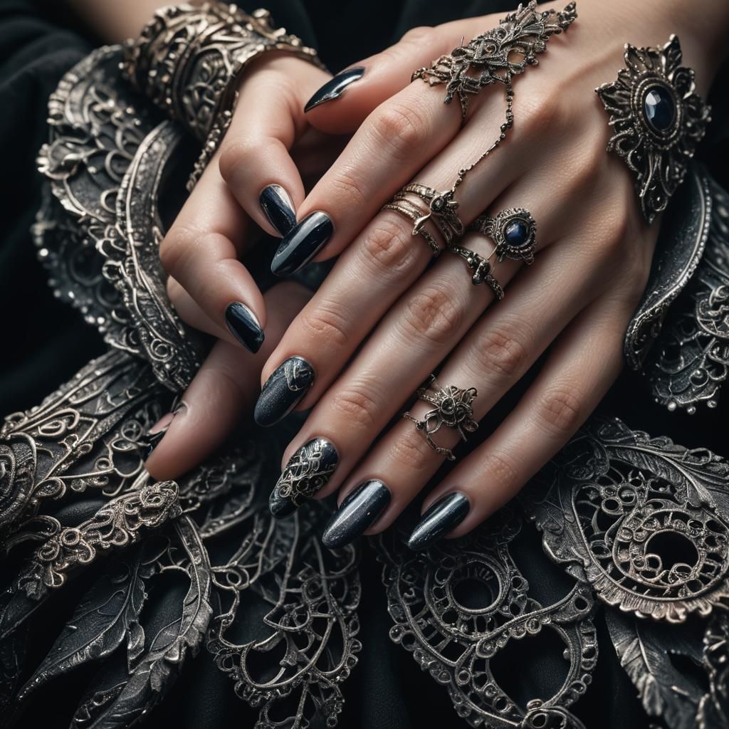 Detailed Nail Art in Moody Macro Photography