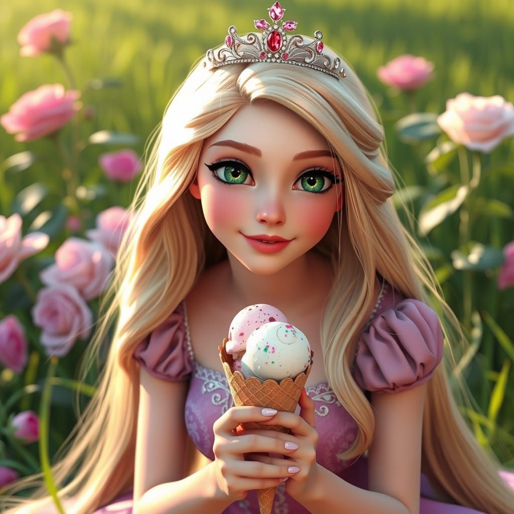 Rapunzel with Ice Cream: Hyperdetailed Digital Portrait