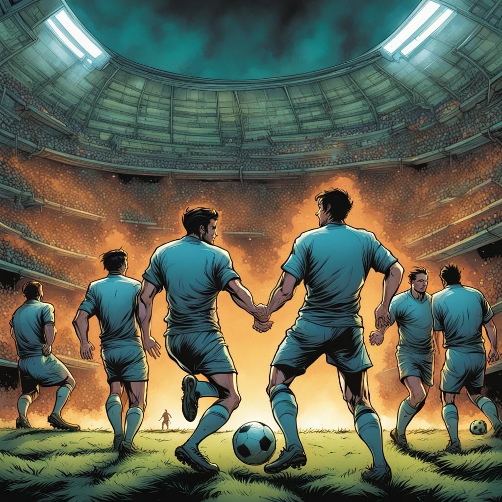 Football Team in Comic Book Art Style