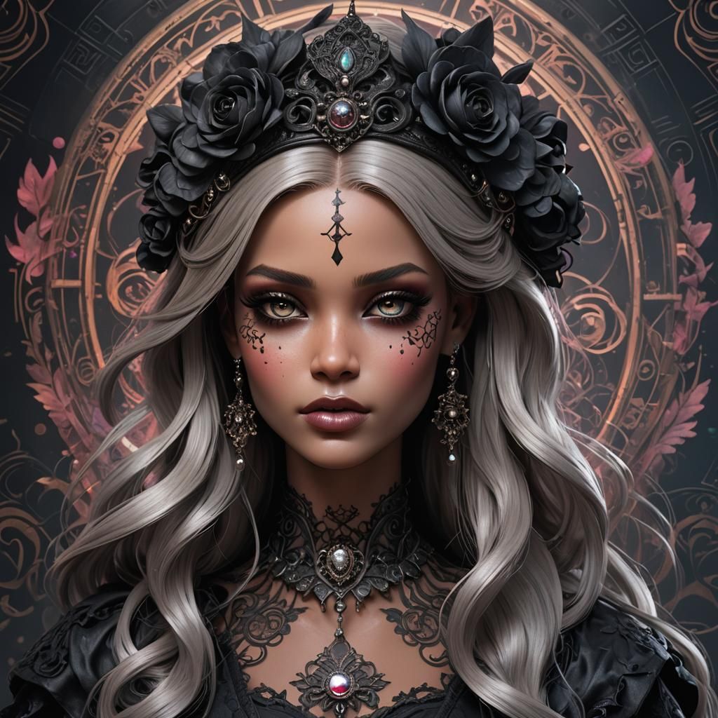 Dark Gothic Portrait in Hyperrealistic Style
