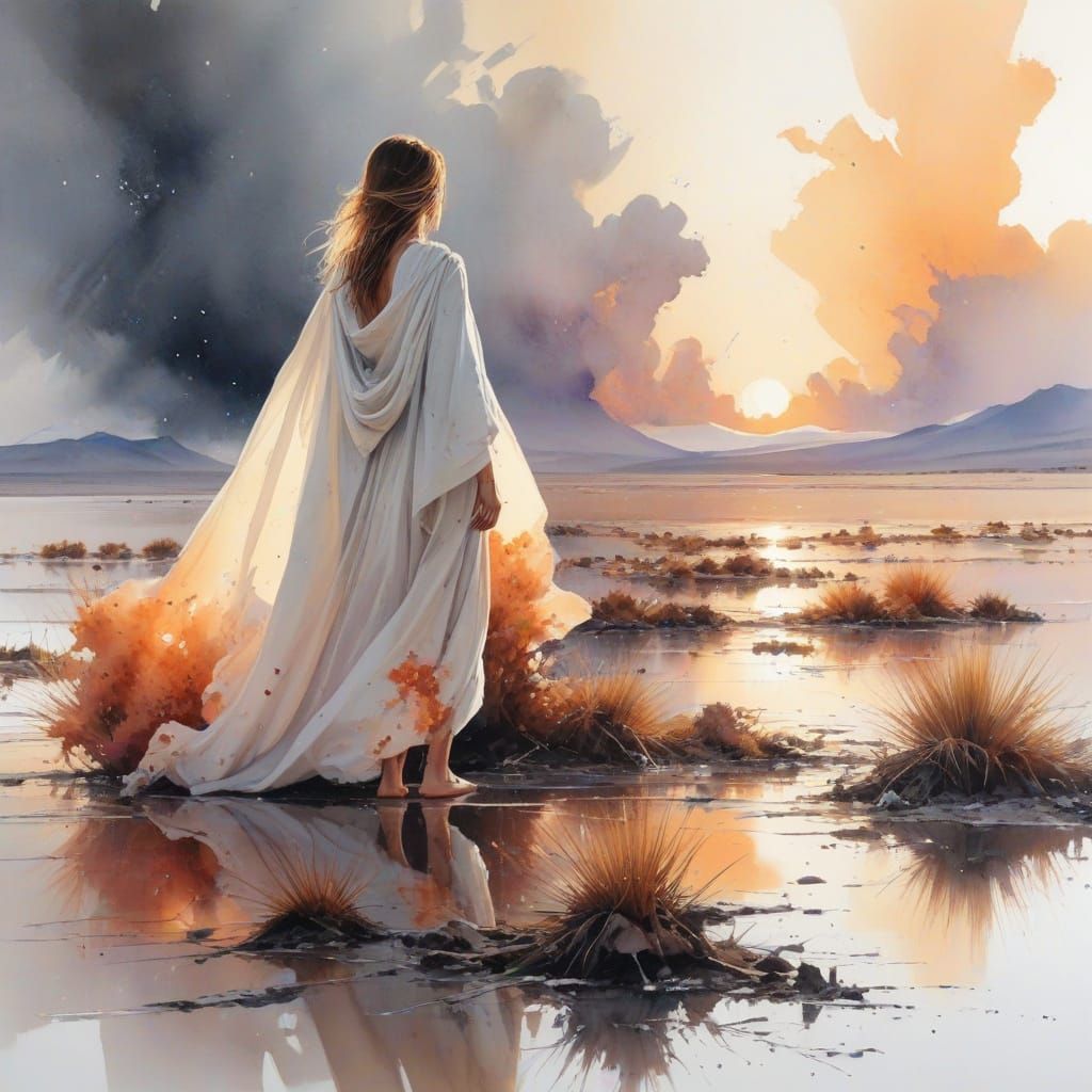 Salar de Uyuni: Reflected Sky and Lone Figure