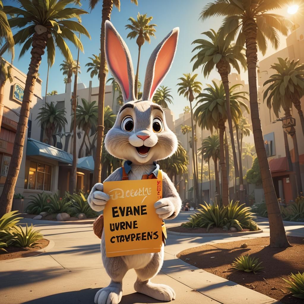 Rabbit Protests at Animation Studio: 3D Cartoon Art