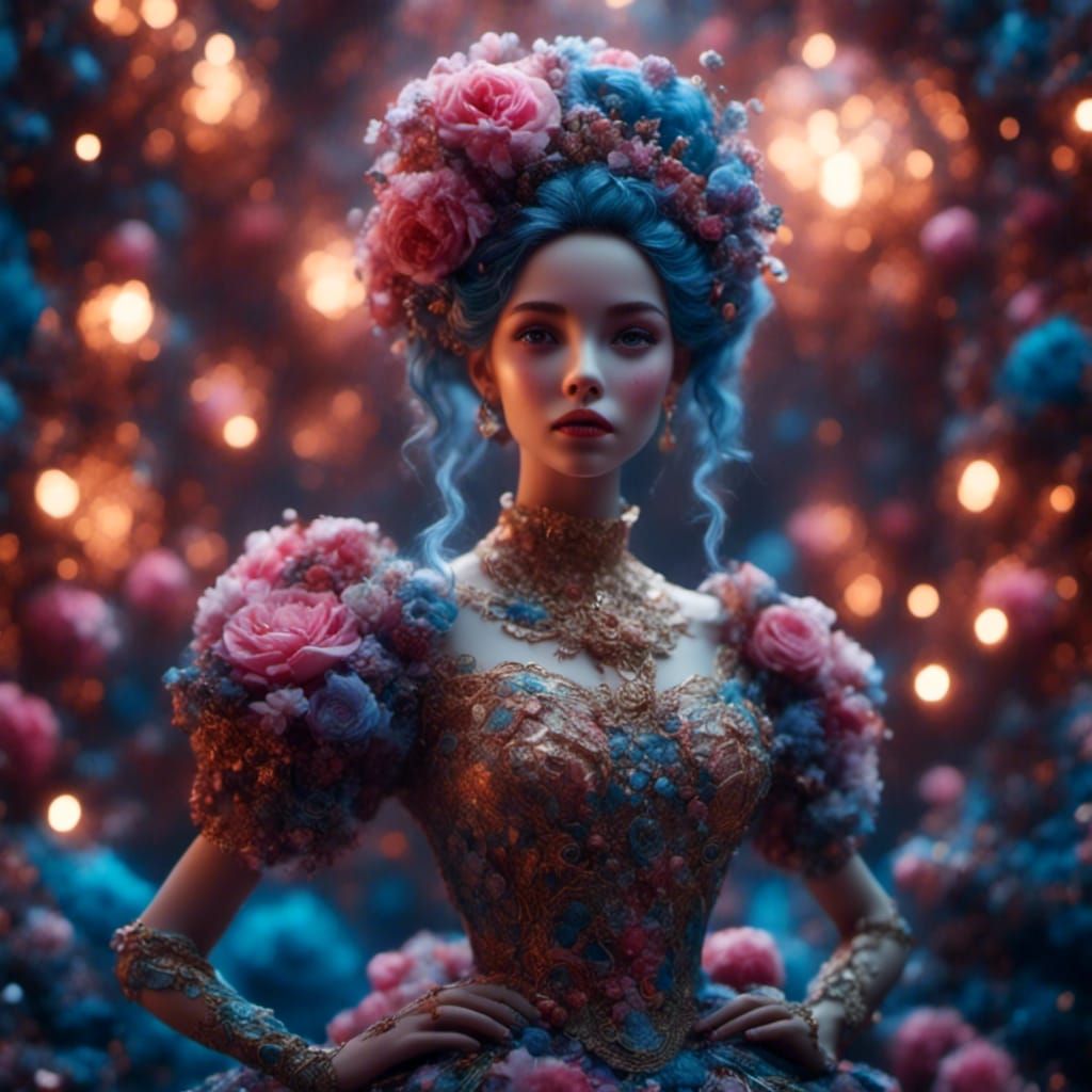 Hyperrealistic Mechanical Doll Portrait in Kawaii Style