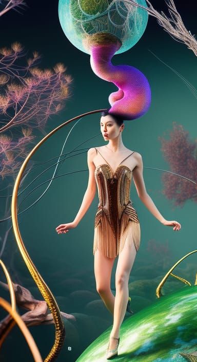 Quantum Mind in Mycelium Network, Detailed Digital Art