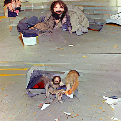 Charles Manson Figure Helping the Homeless