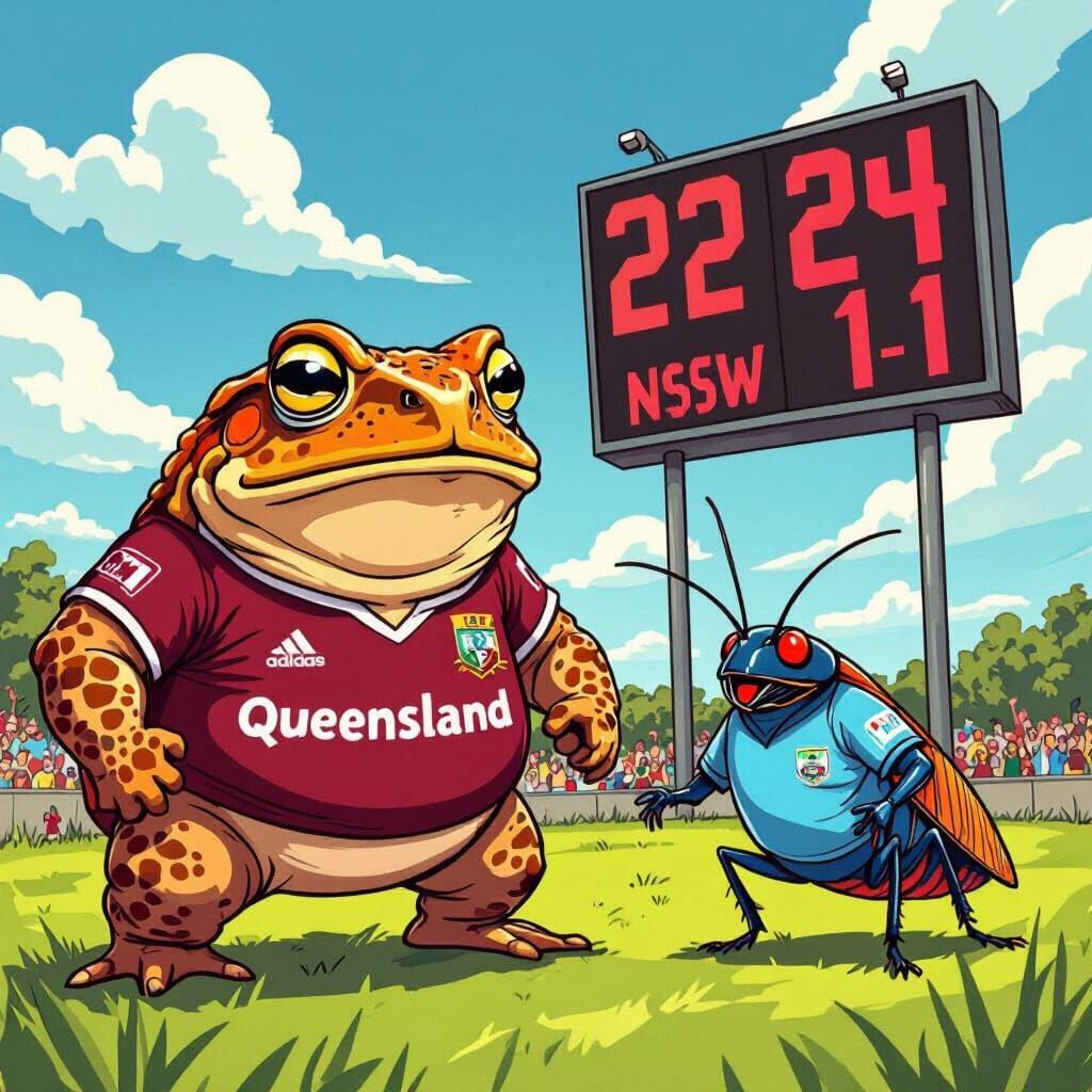 Cane Toad vs Cockroach Rugby League Showdown
