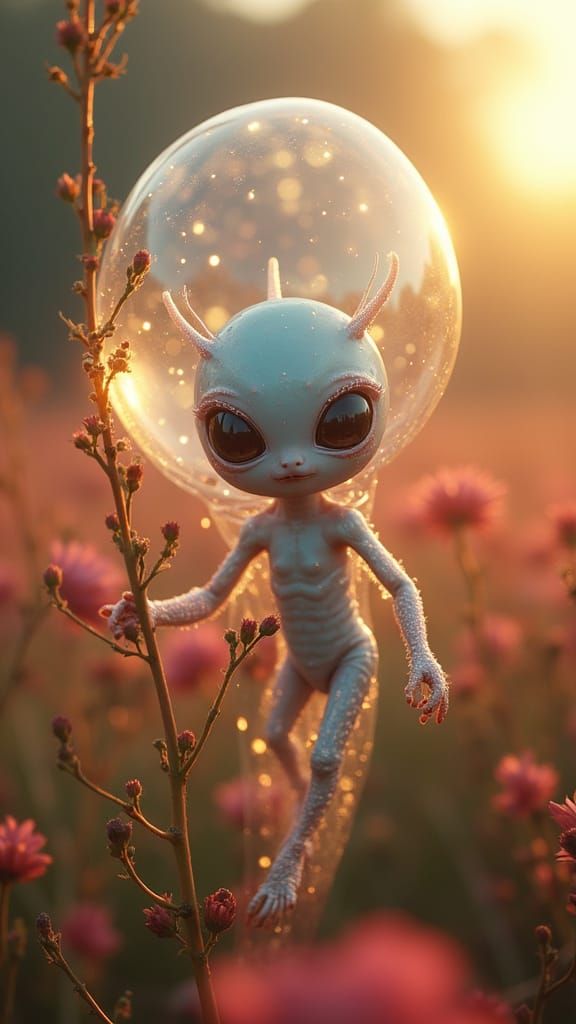 Helium Balloon Creatures in Alien Sunset