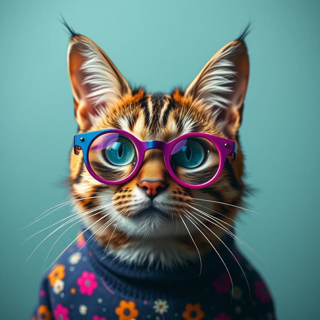 Psychedelic Cat Portrait: Trippy and Quirky Art