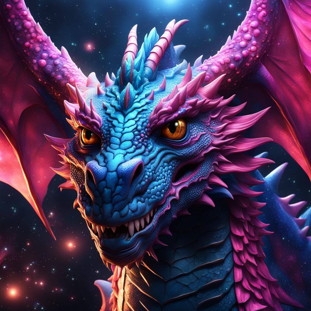 Space Dragon with Shiny Stars: Fantasy Art