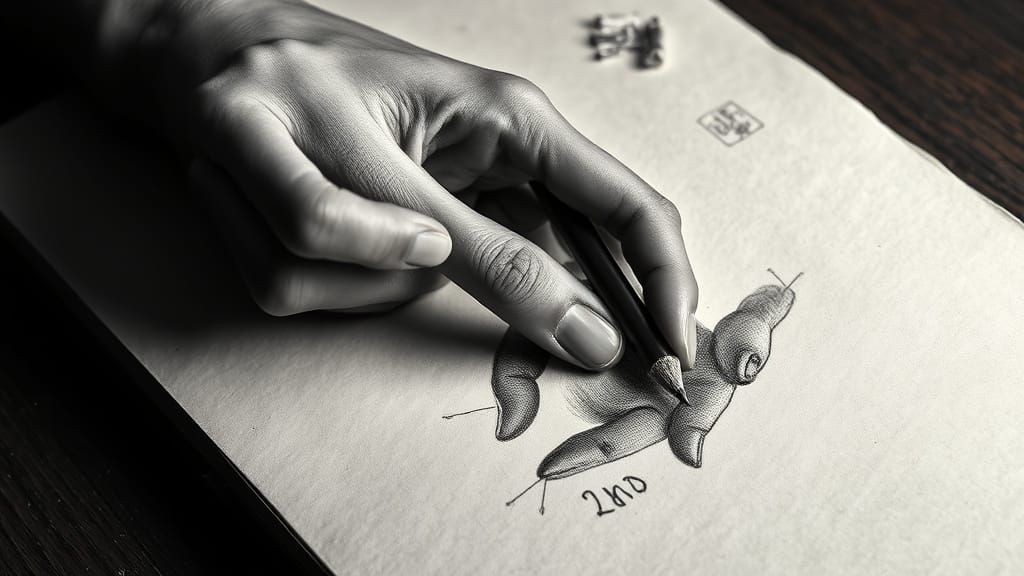 Delicate Hand Draws Itself in Charcoal Sketch