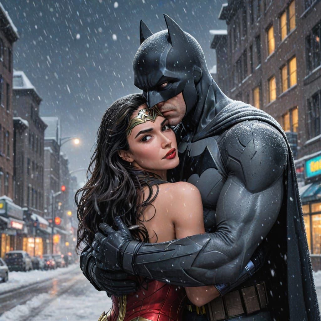 Batman and Wonder Woman's Heartfelt Winter Embrace