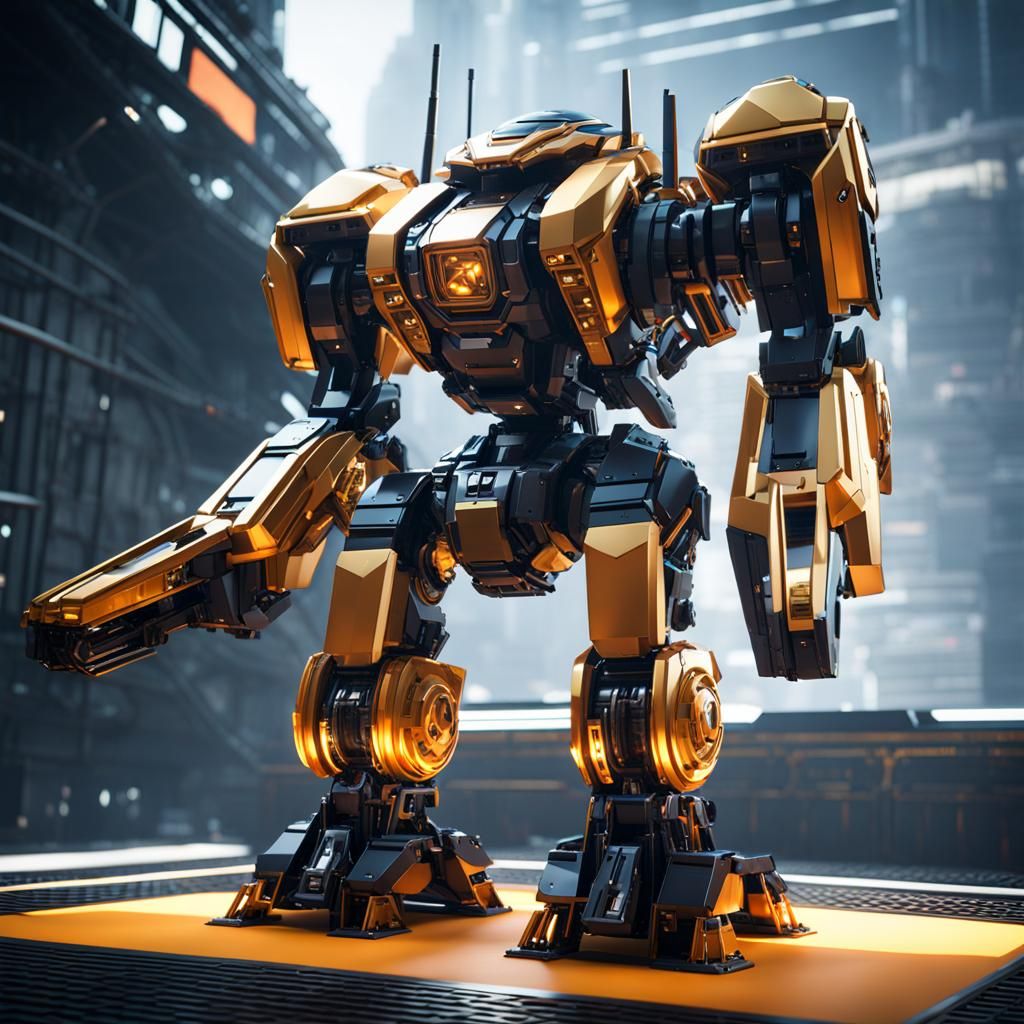 Futuristic Sci-Fi Robot Mech in Polished Metal