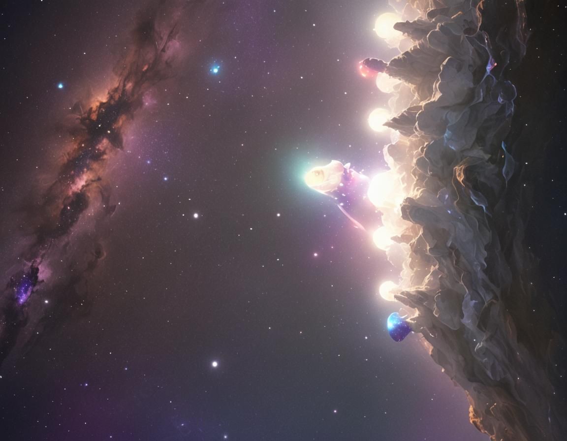 Luminous Gnome Floating in Outer Space