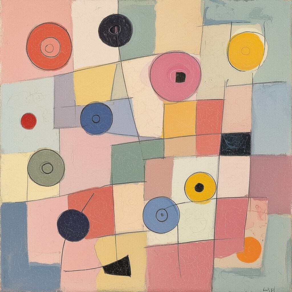 Abstract Art in Pastel Hues, Dreamlike Organic Shapes