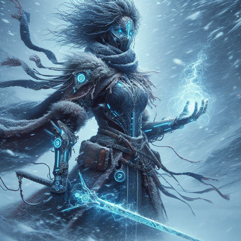 Futuristic Female Knight-Mage 1