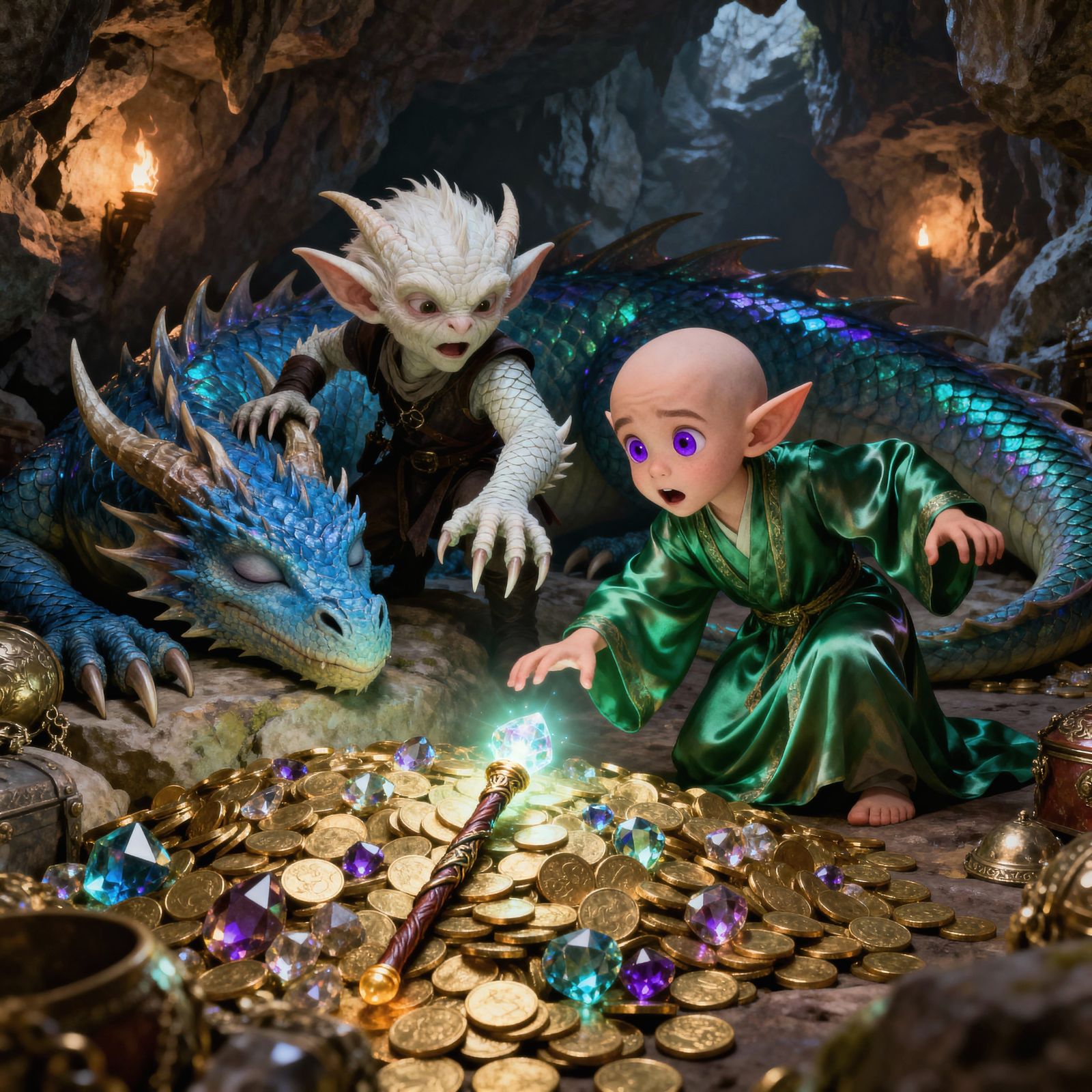 Fantasy Adventure: Kobold Thief & Elf Sage Steal Dragon Wand