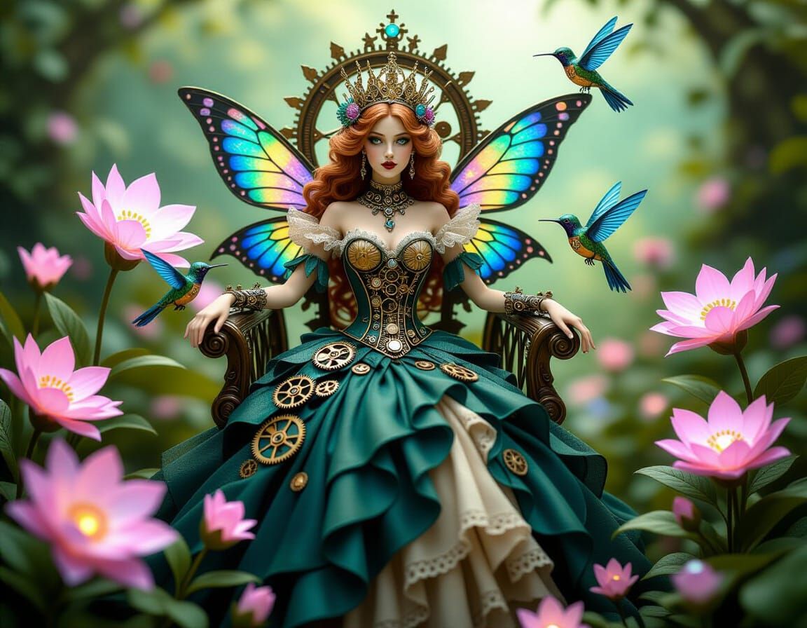 Steampunk Fairy Queen in Clockwork Garden