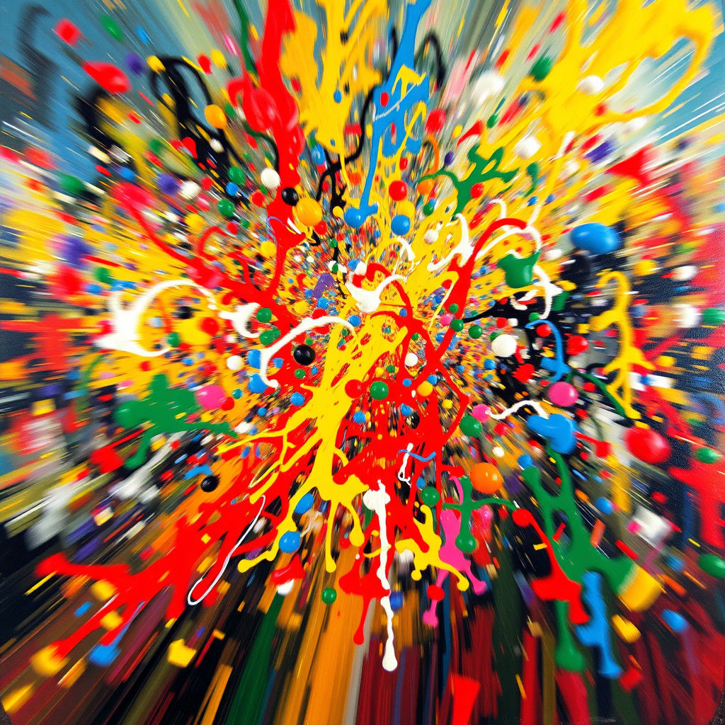 Chaotic Frenzy: Abstract Expressionist Swirling Colors