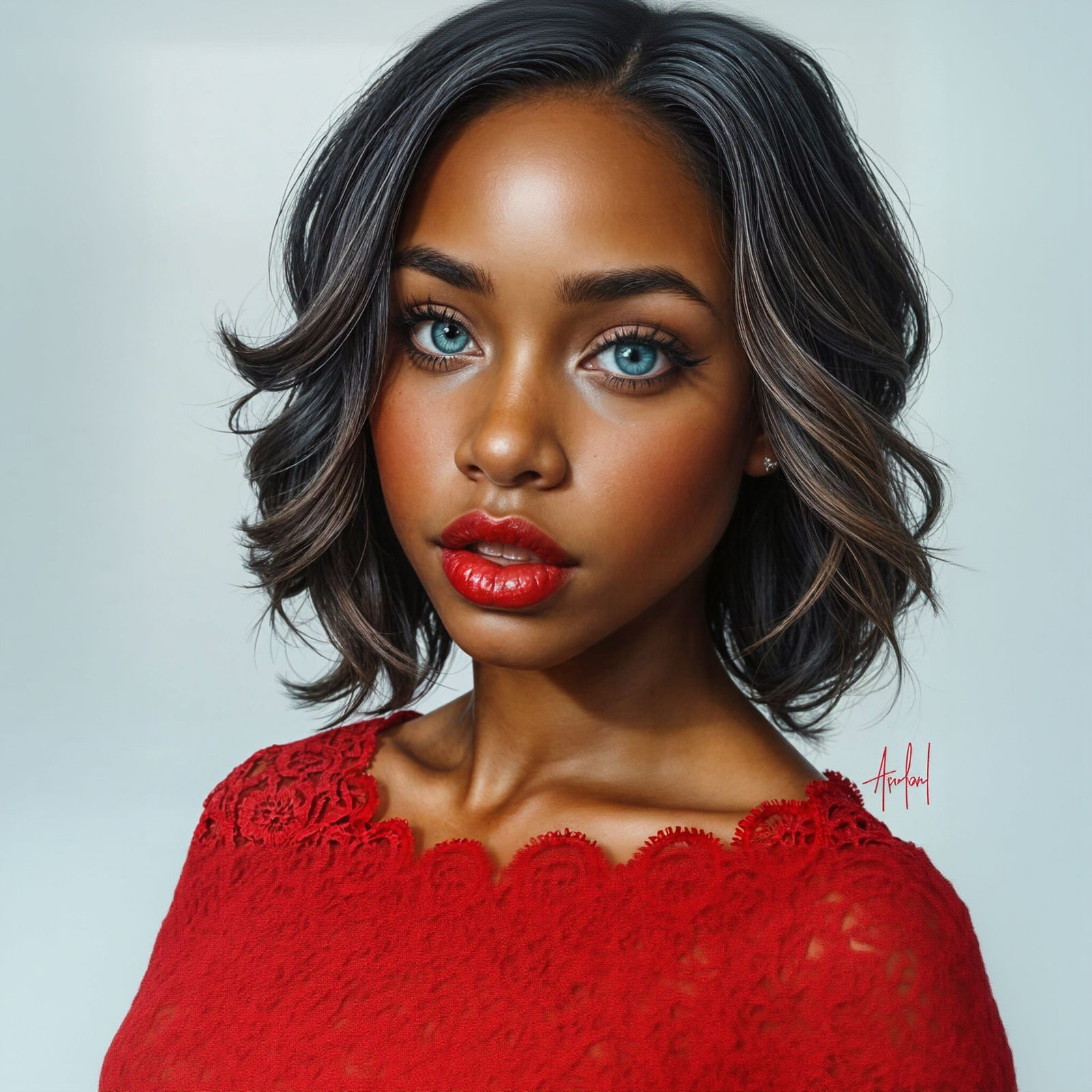 Realistic Portrait of a Stunning Young Woman with Freckles