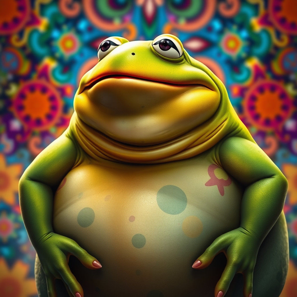 Fantastical Obese Kermit the Frog in Matte Painting Style