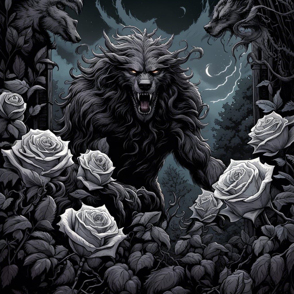 Eldritch Werewolf in Gothic Victorian Garden