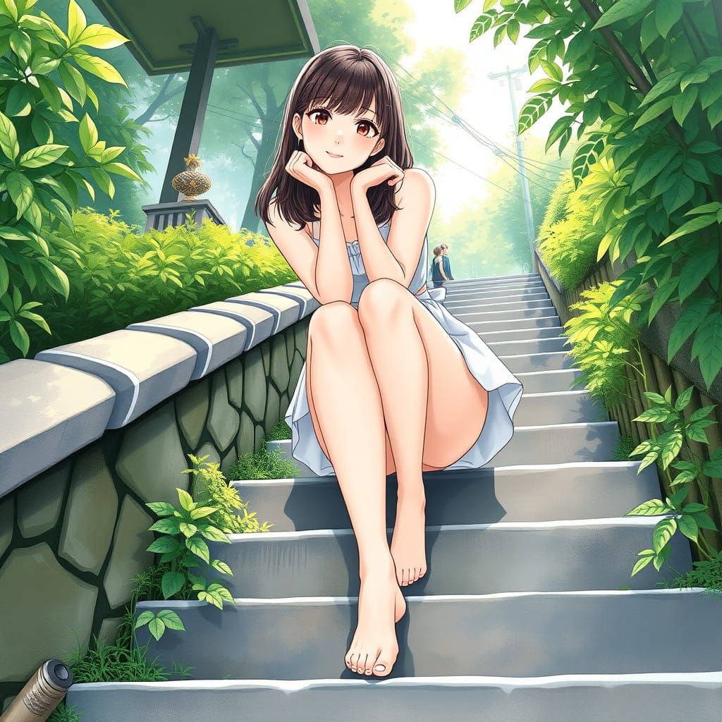 A Charming Japanese Actress in Whimsical, Watercolor-Inspire...