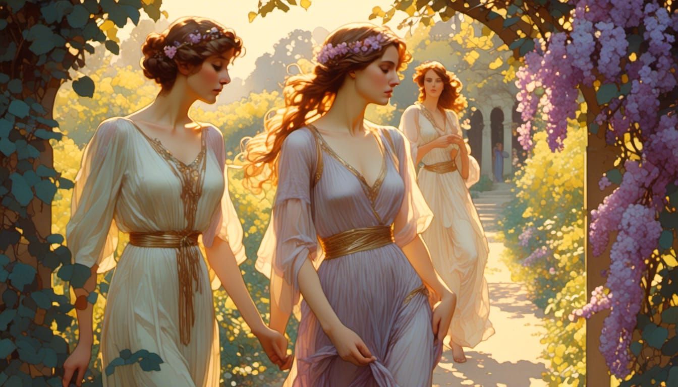 Ancient Greek Girl Detectives in Art Nouveau Style