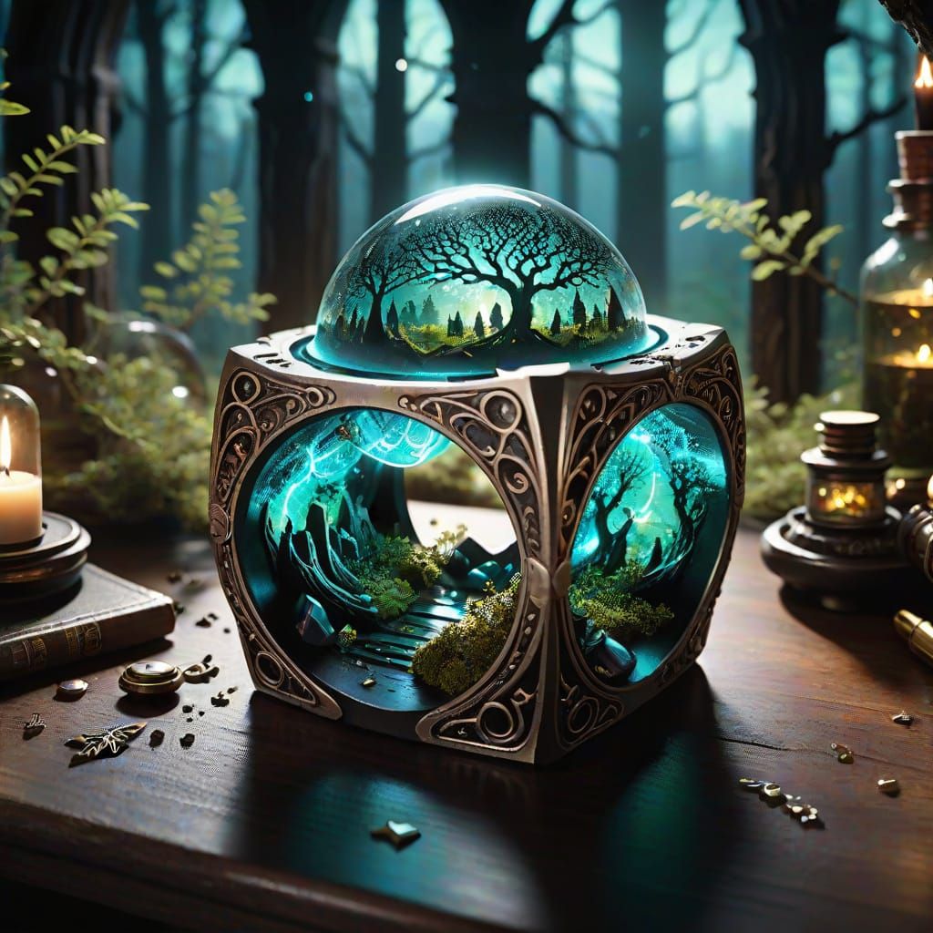 Mystical Elven Ring Illuminates Dark Forest Portal