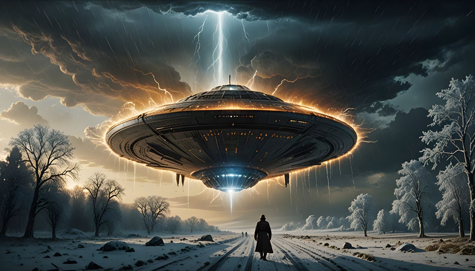 Alien Spacecraft Emerges from Winter Storm