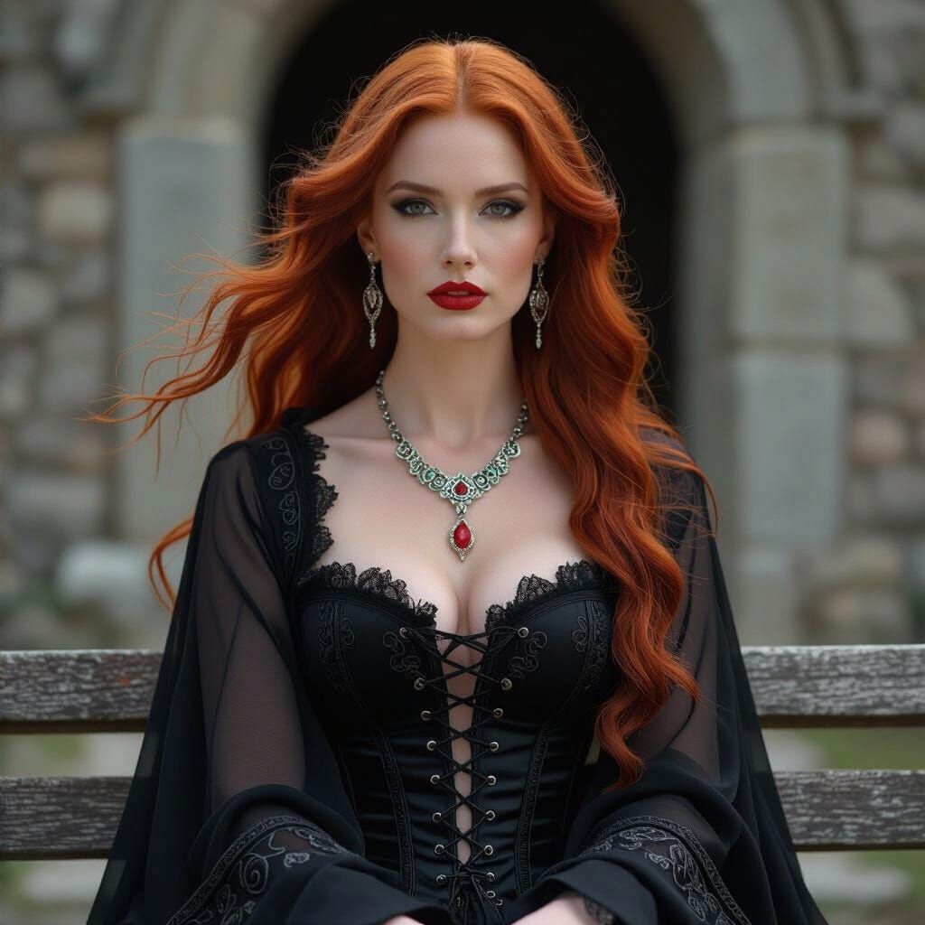 Red-Haired Goddess with Viking Corset in Cinematic Style
