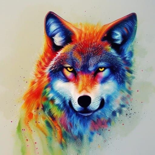 Magical Wolf Painting in Cinematic Fantasy Style