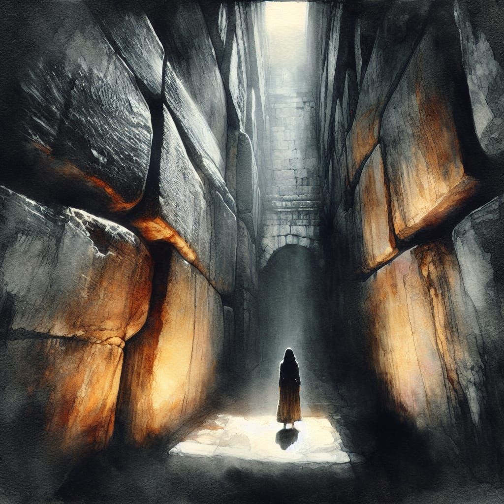 Solitary Figure in Shadow Receives Guiding Light