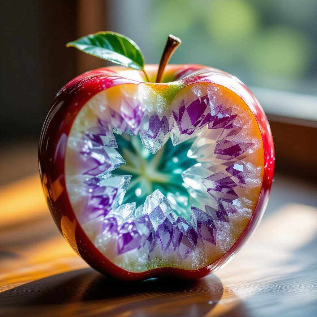 Crystal Geode Apple: Glass Exterior, Sliced Still Life