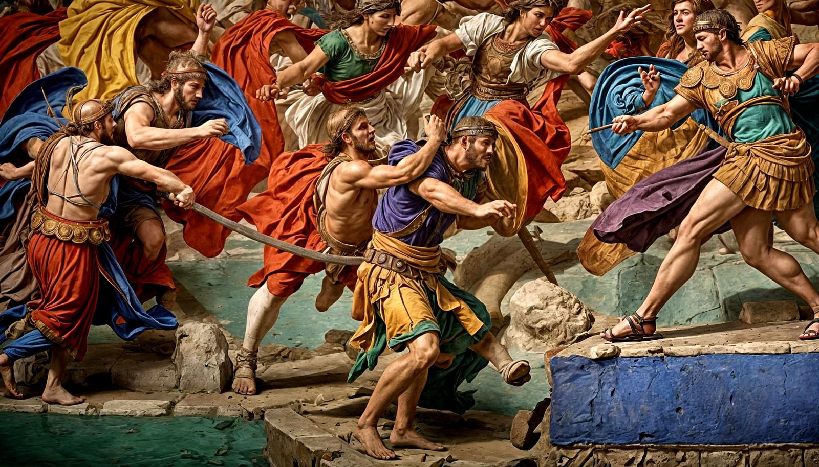 Fresco Battle in Roman Colosseum: Epic 8K Detail