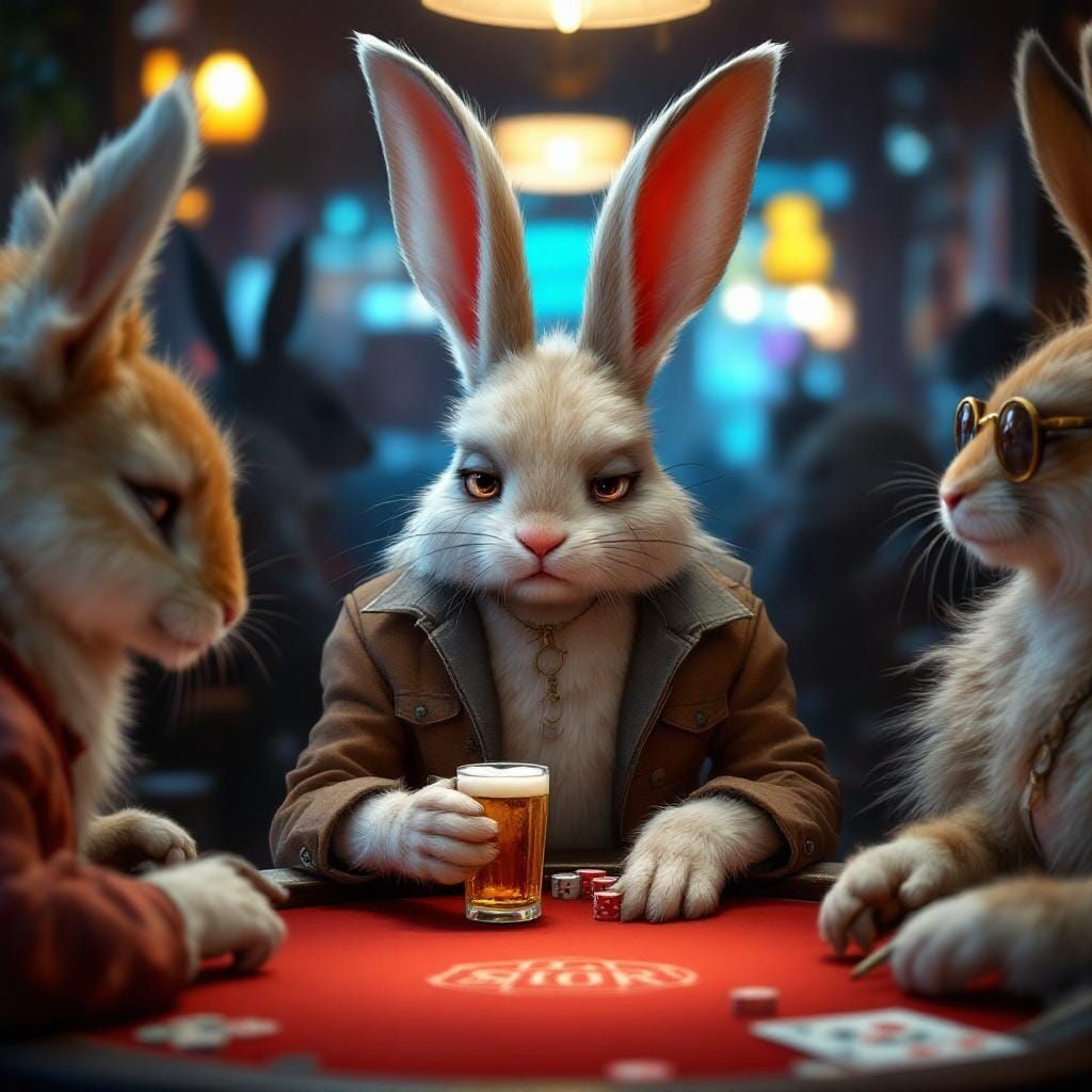 Stylish Rabbit at Poker Table, Concept Art
